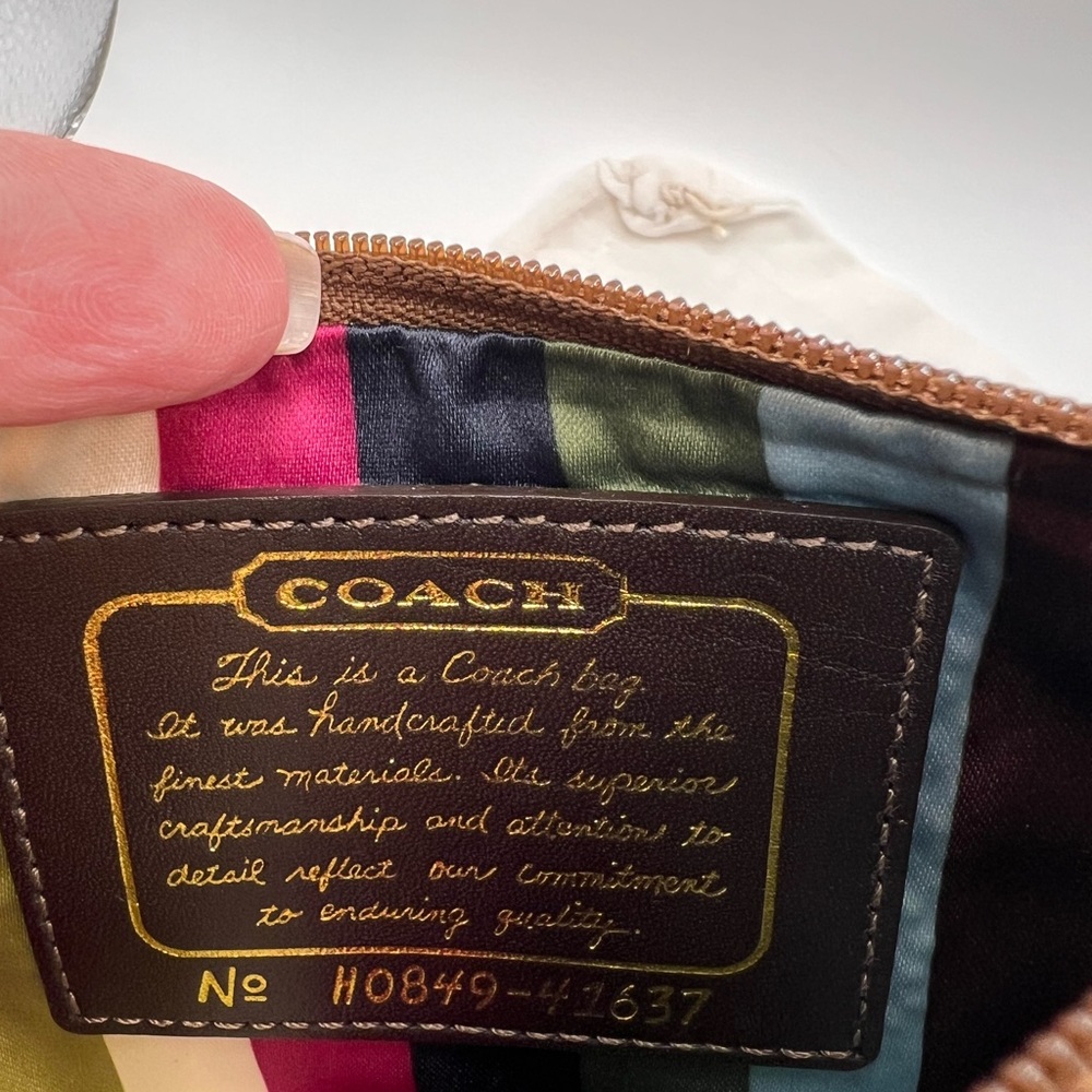 Coach Legacy Tan Signature Canvas and Leather Brown Wristlet - Picture 6 of 6